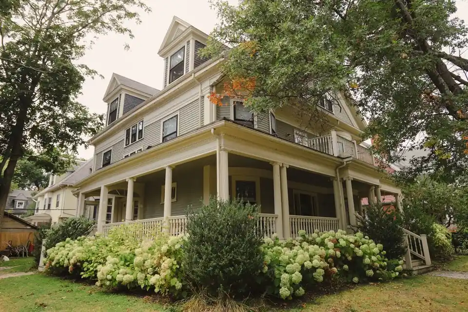 Historic home on a tree-lined residential street