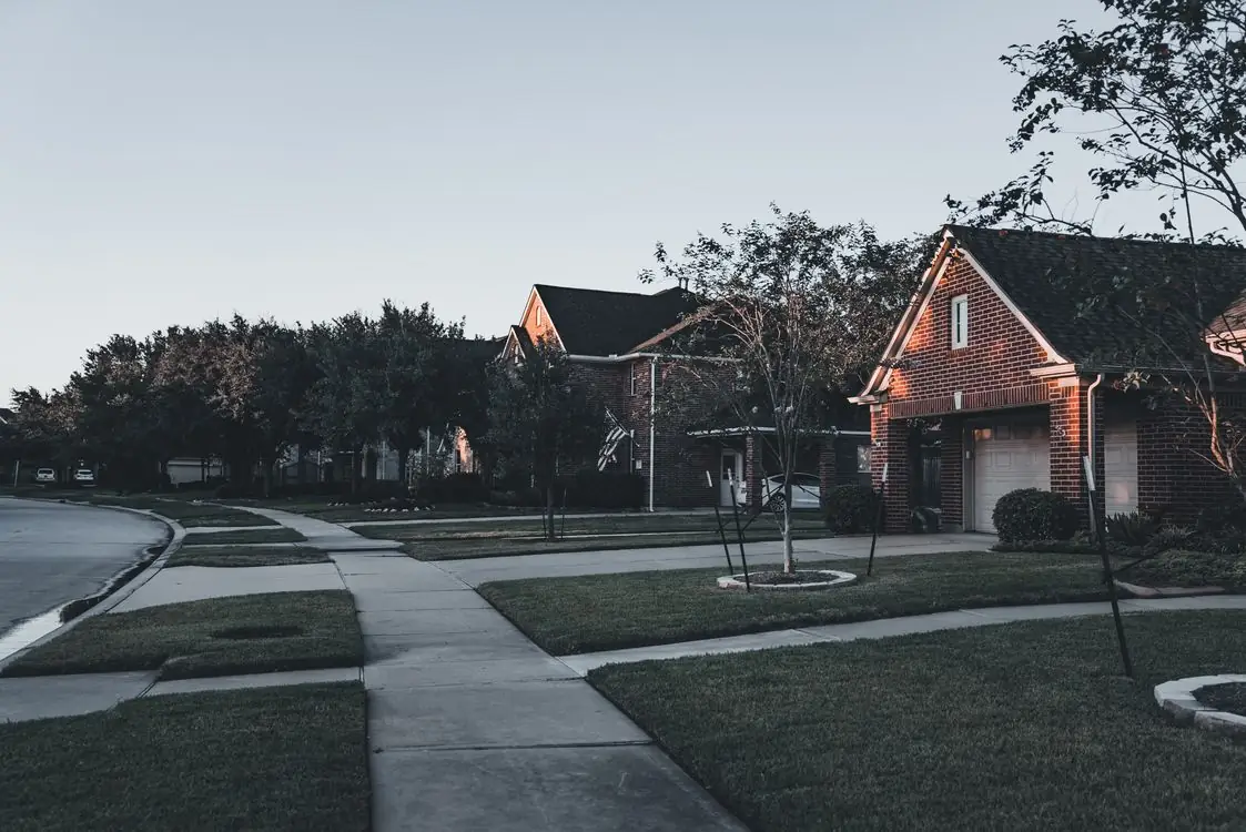 Houses along a town street in Bellmead, Texas