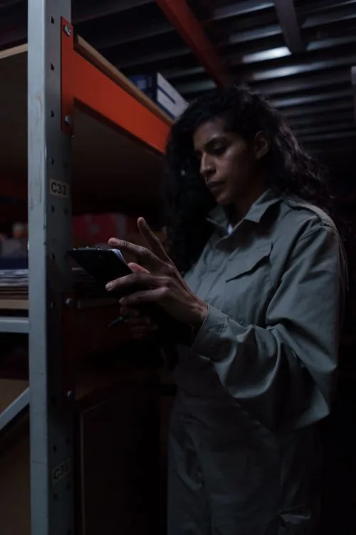 Technician completing a commercial service report