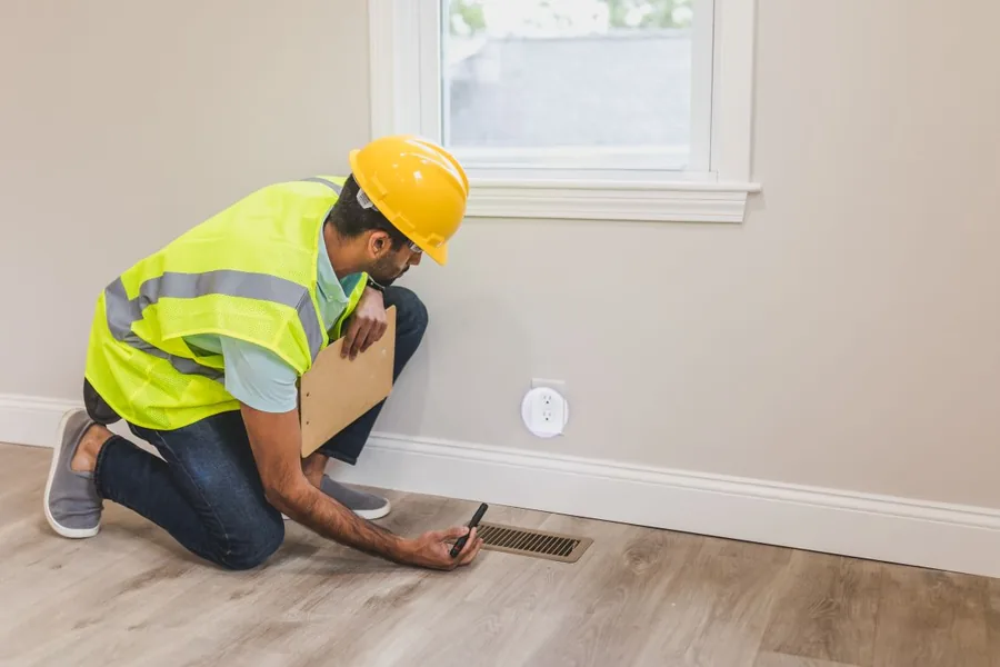 Inspecting an attic area where a rodent has died